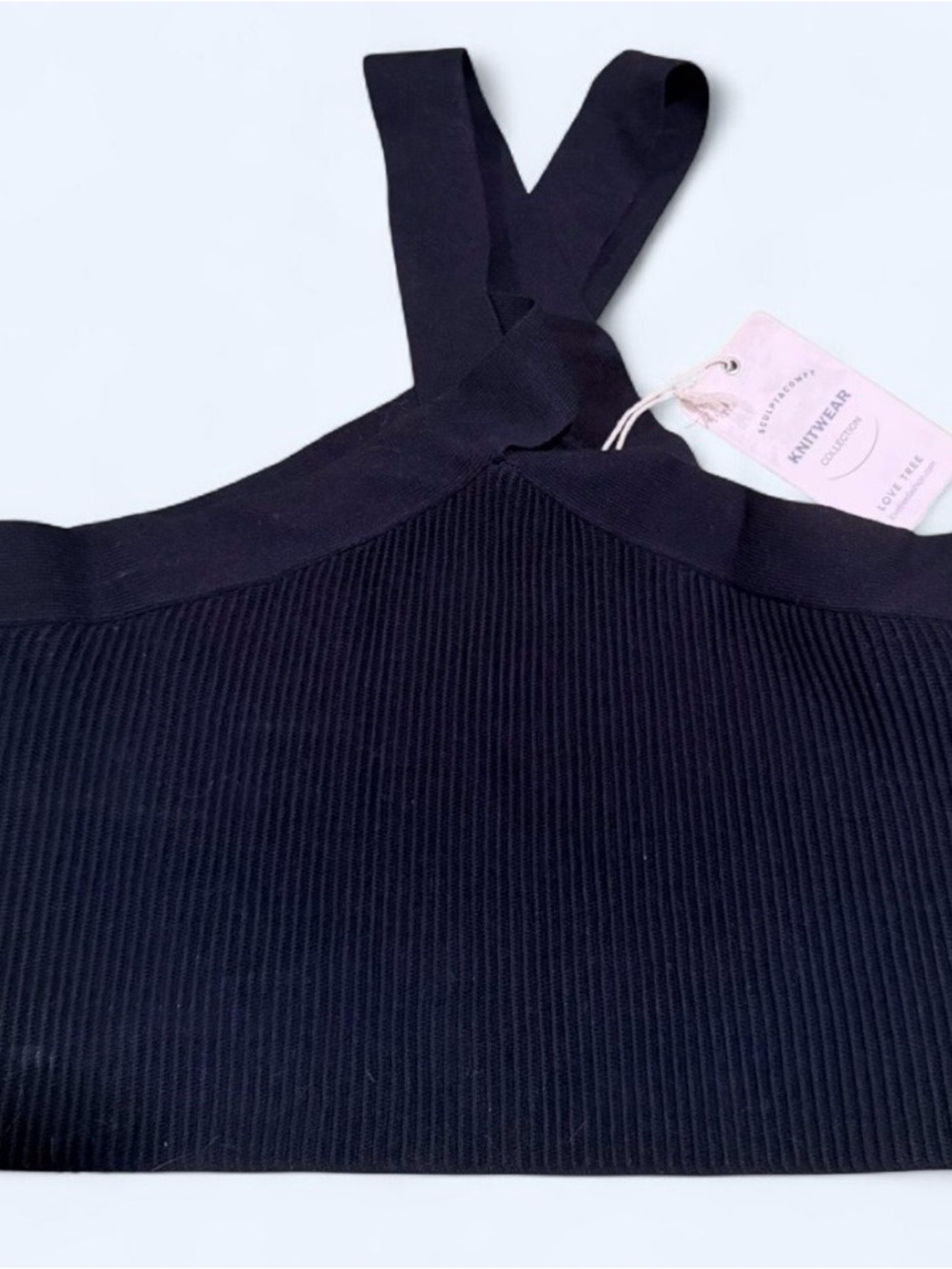 Love Tree Black Ribbed Tank Top